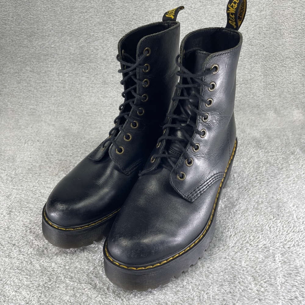Dr. Martens Shiver Hi Boots Women 8 Black Leather Platform Combat Lug Sole
